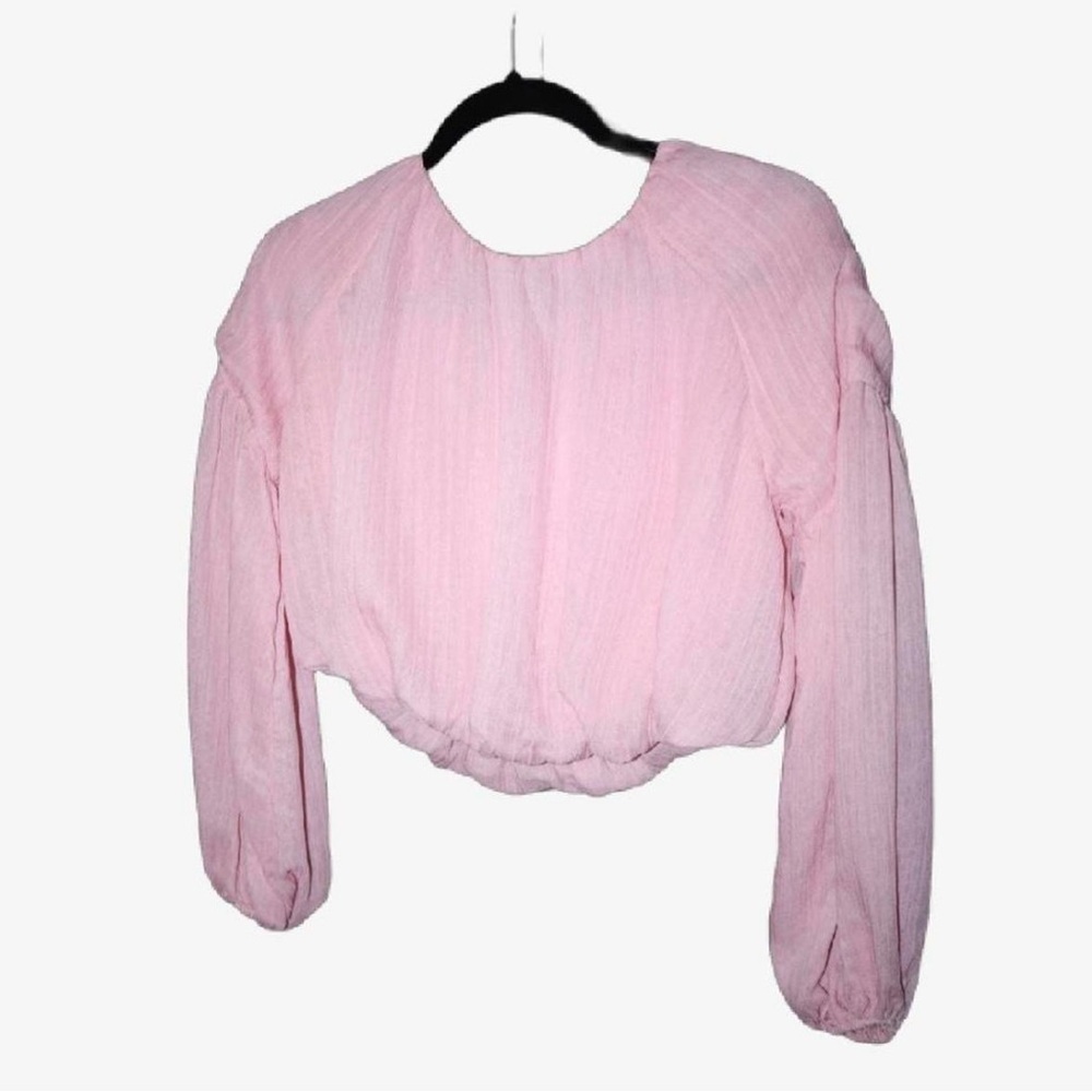 Pink Linen Cropped Top